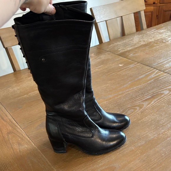 Elegant Black Leather Knee-High Heeled Boots ❣️ - Picture 7 of 8